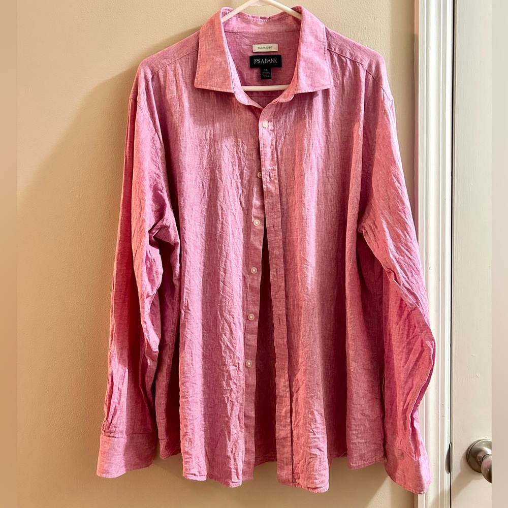 Jos A Bank Long sleeve light red linen shirt
